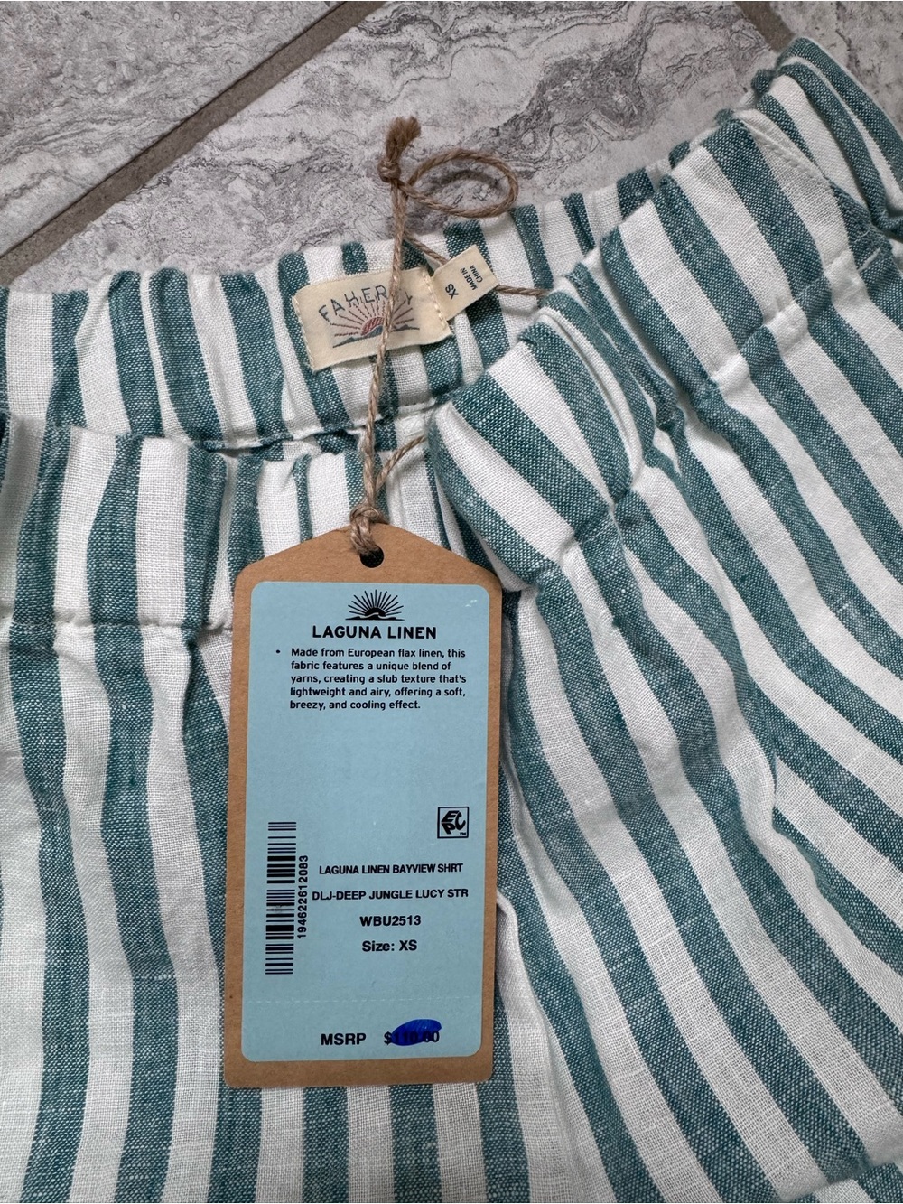 Faherty Laguna Linen Bayview Short - Deep Jungle Lucy Stripe - Picture 6 of 6